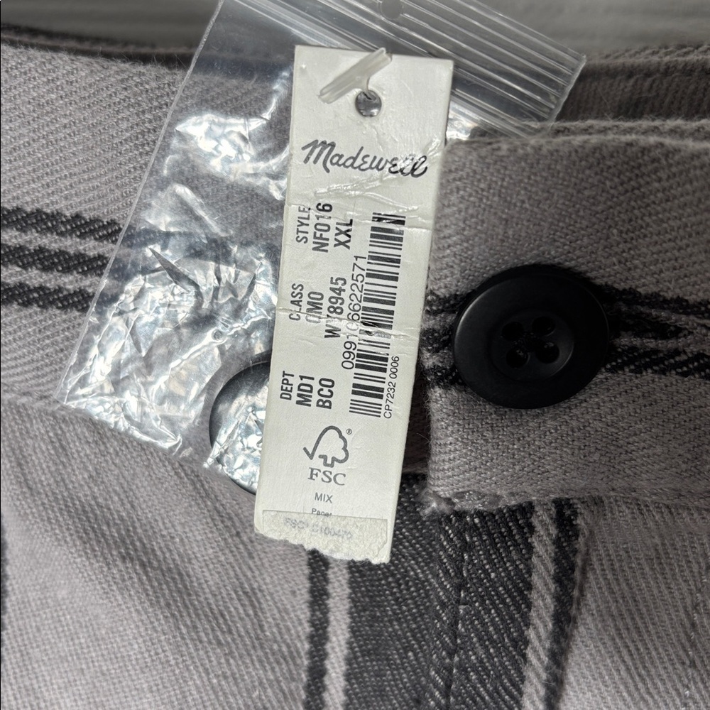 Madewell Men's XXL NWT Striped Lounge Shorts Hemp Cotton Gray Black - Picture 3 of 9